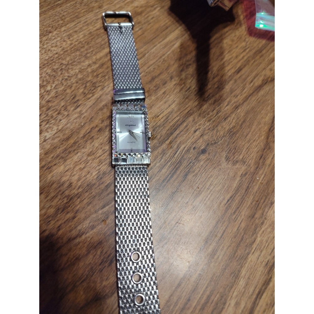 Jc Crystal Quartz Watch Stainless Steel Women's Silver Tone Analog Dial